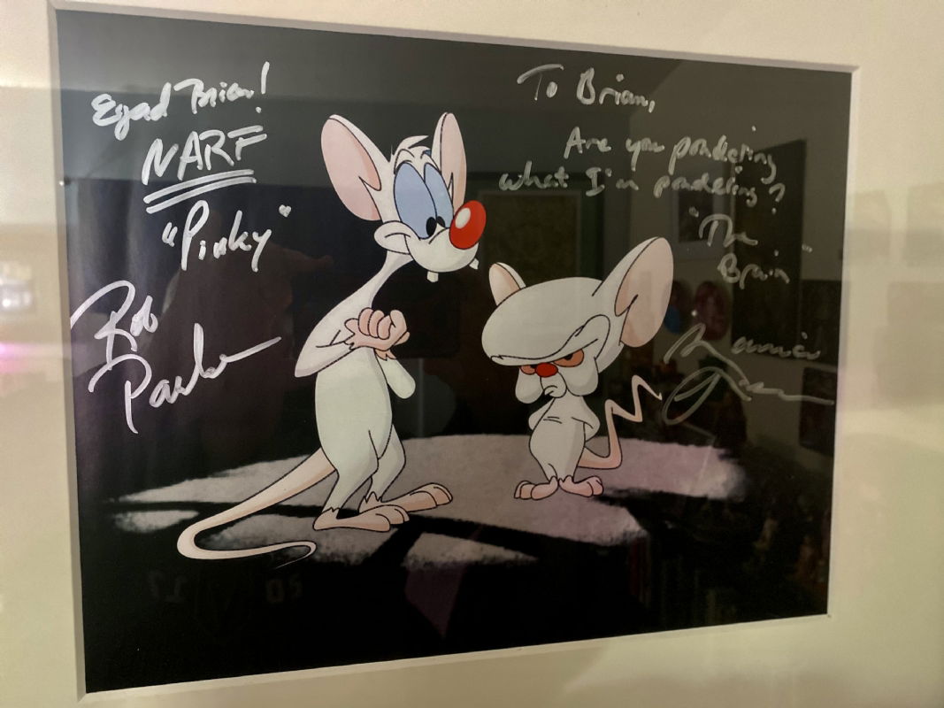 WB SQ LITHOGRAPH OF PINKY AND THE BRAIN SIGNED