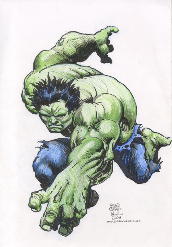 HULK jumps, in Sergio Cariello's Commissions Comic Art Gallery Room