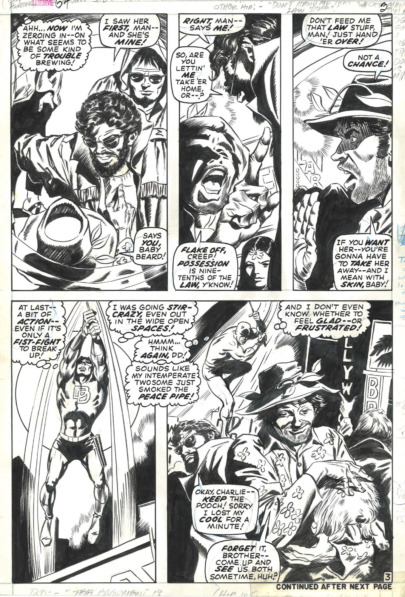 Marvel Daredevil 64 P 3 In Rob D S Gene Colan Comic Art Gallery Room