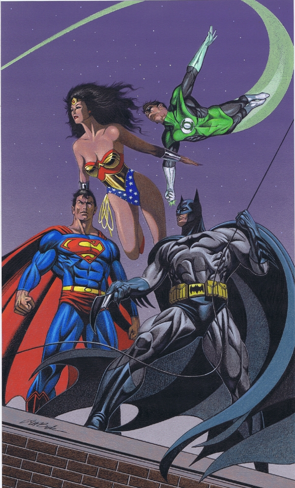 Batman, Superman, Wonder Woman, Green Lantern - DC powerhouses, in Arthur  Chertowsky's Artist - David Michael Beck, pin-ups Comic Art Gallery Room