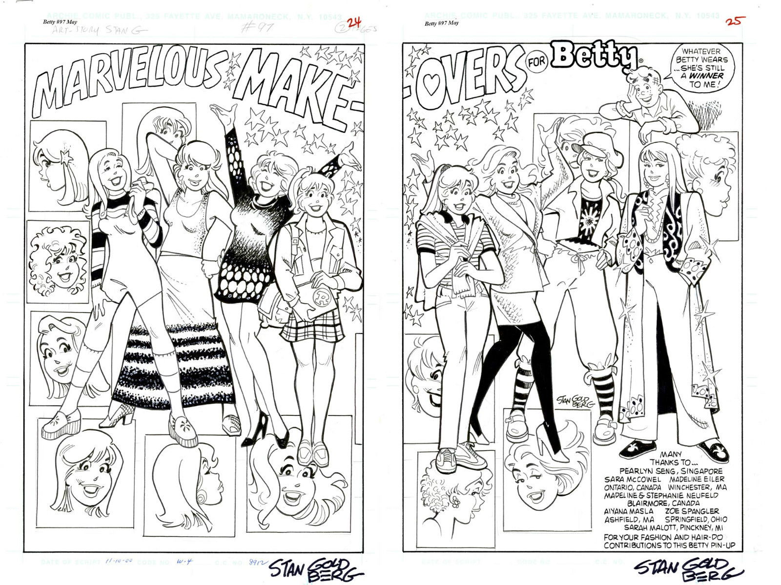 Archie's Betty Cooper, fashion plate. 2-page pin-up, in Arthur