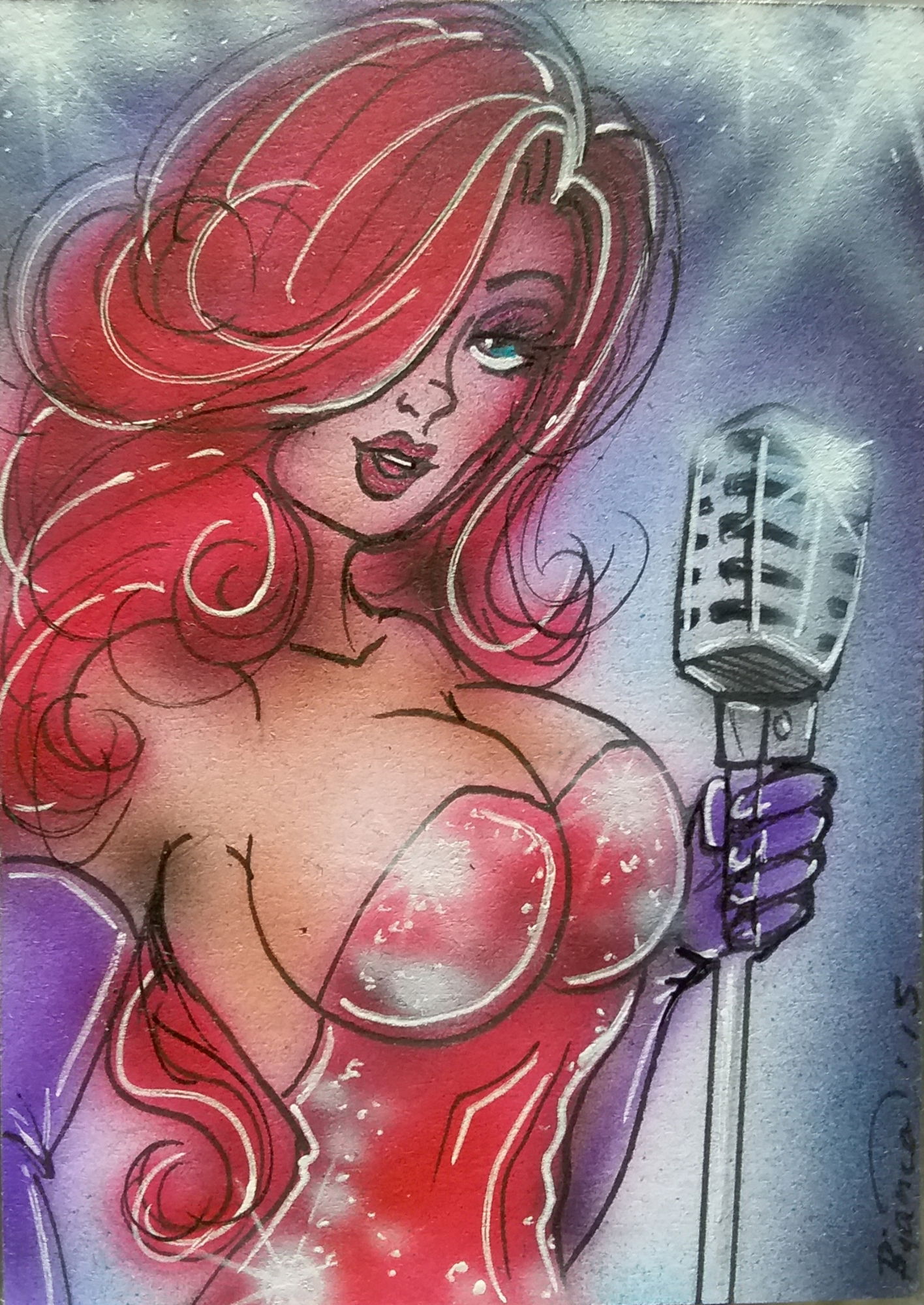 Jessica Rabbit Sketch Card In Arthur Chertowsky S Artist Bianca Thompson Sketch Cards And Pin