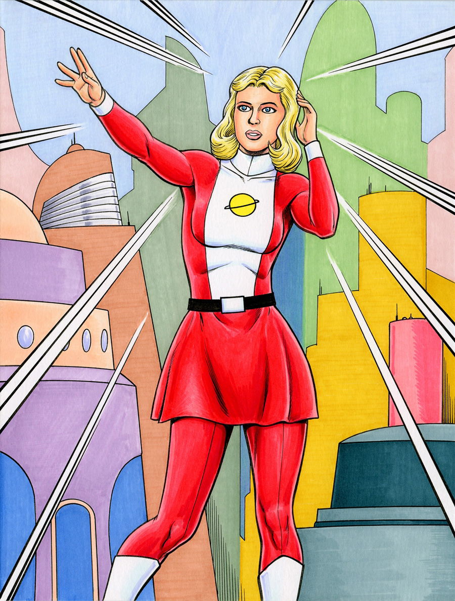 Saturn Girl Of The Silver Age Legion Of Superheroes Sending Out A Telepathic Alert To Her