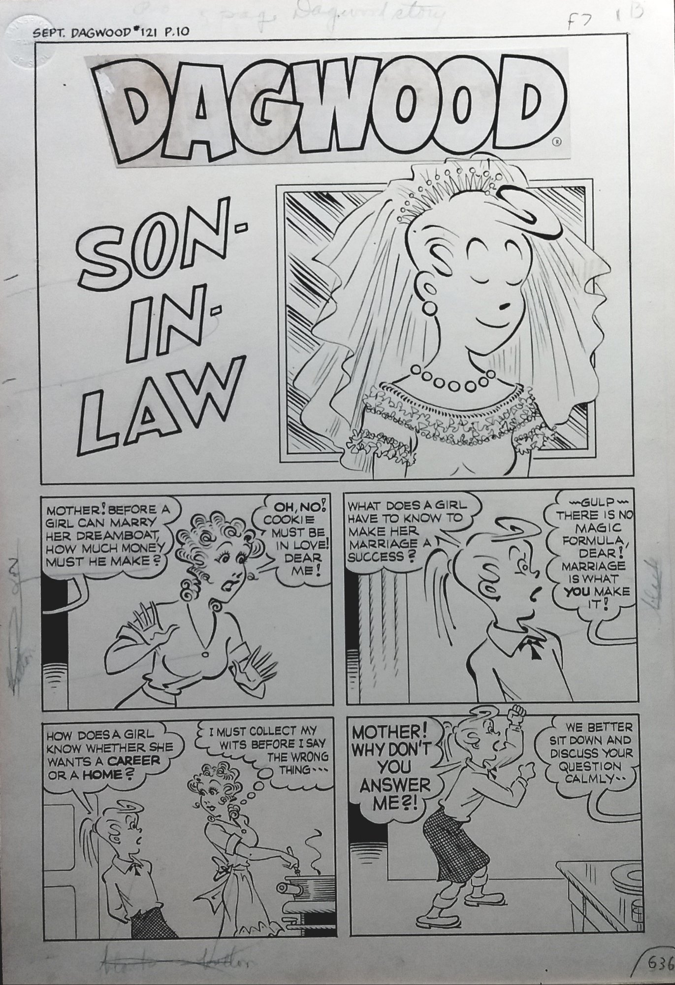 Dagwood Issue 121 1961 Title Page Of Story Blondie And Cookie About To Have Mother Daughter
