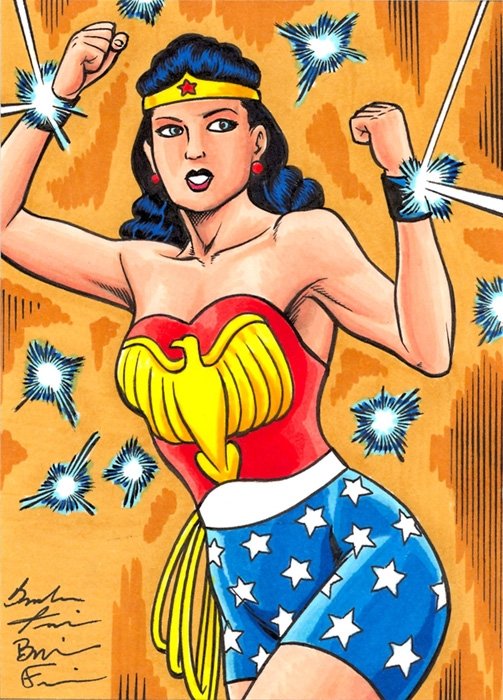 Golden Age Wonder Woman sketch card in Arthur Chertowskys Artist   Brendon and Brian Fraim Golden Age DC sketch cards Comic Art Gallery Room