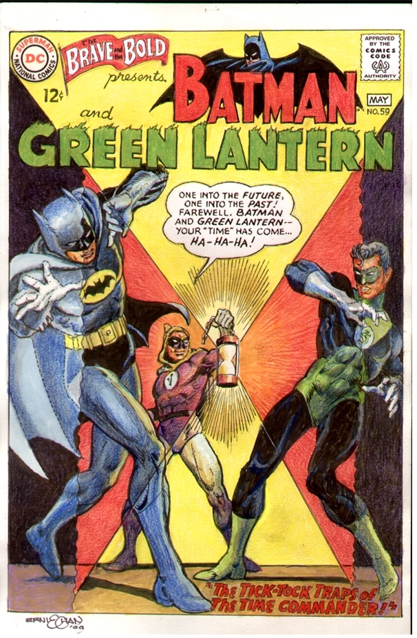 Batman & Green Lantern Brave & Bold 59 cover recreation with color changes  from original, in Arthur Chertowsky's Artist - Ernie Chan commissions,  pin-up gallery Comic Art Gallery Room