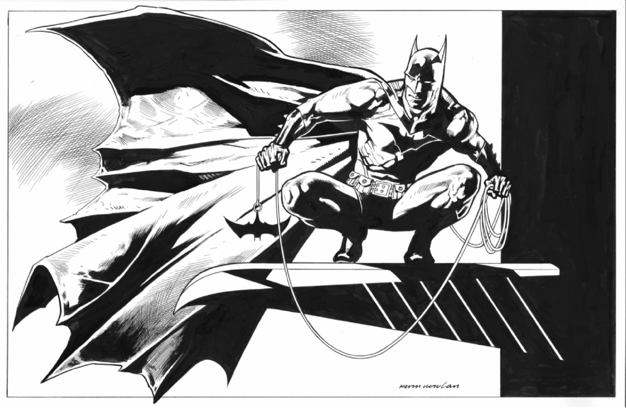 Batman 17 x11” pen and ink on Bristol, in Kevin Nowlan's Kevin Nowlan Comic  Art Gallery Room