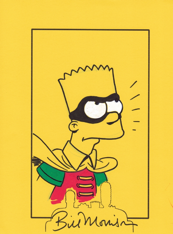 Bart Simpson as Robin from Batman, in Javier Cuevas's Bill Morrison Comic  Art Gallery Room