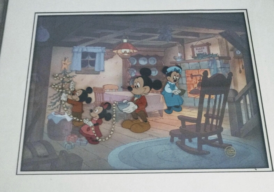Disney : Mickey's Christmas Carol Mickey Mouse and Bob Cratchit Limited  Edition Cel #116 /500 (Walt Disney, 1983)...., in Roland Benton 's Disney  *** Mickey's Christmas Carol ** Hand Painted Cels / Plate Art Comic Art  Gallery Room
