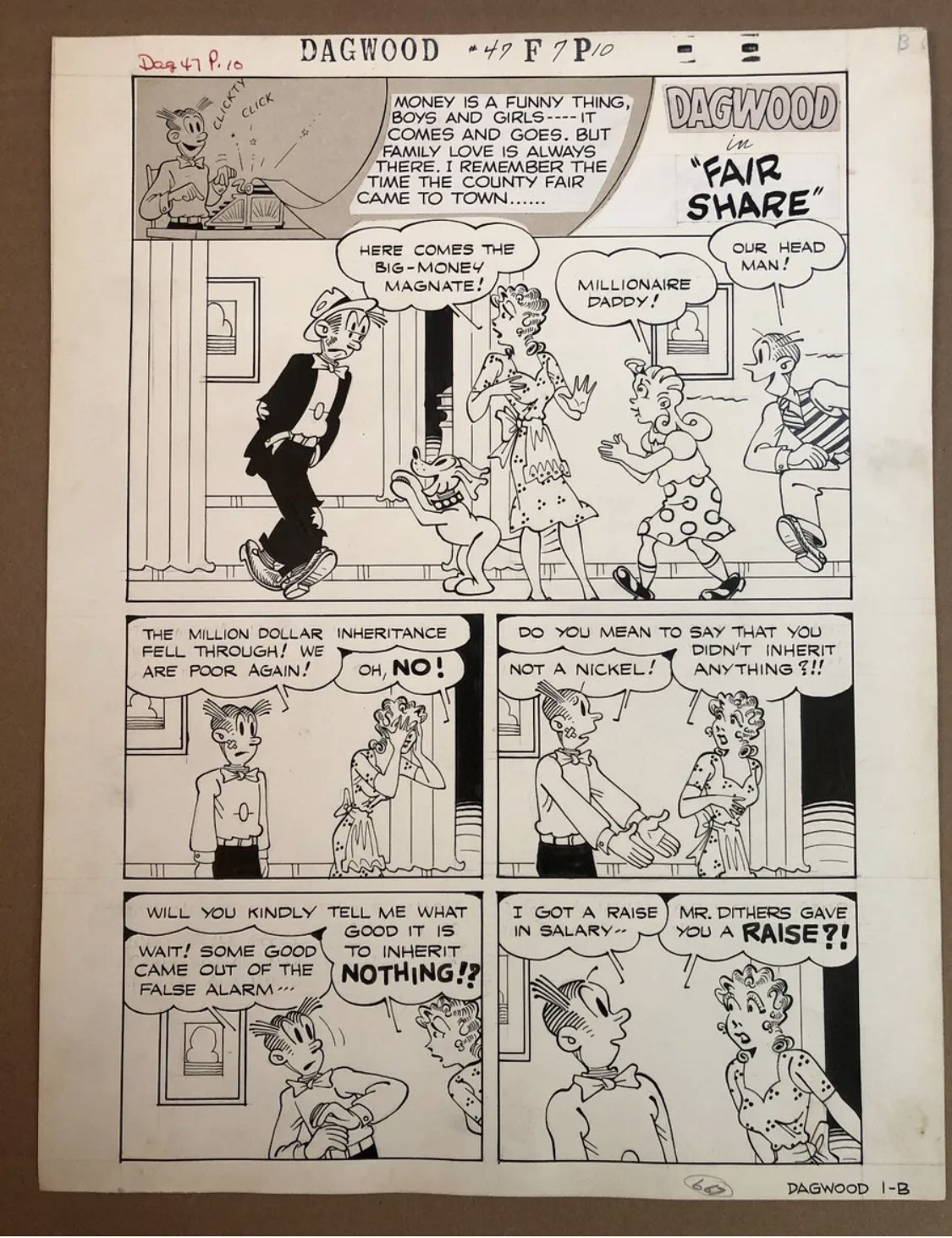 Dagwood Comics 47 Pg 10 Oct 1954 5 Pg Story Fair Share Artist Paul Fung Jr In Roland