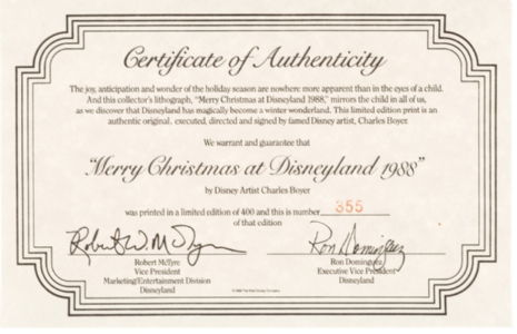 Merry Christmas at Disneyland 1988 Limited Edition Signed Poster #355/ ...