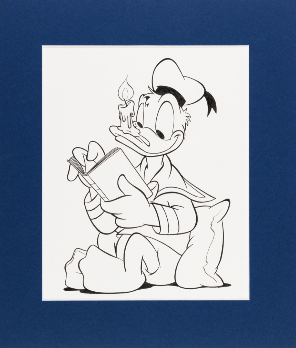 Micky Maus Magazin #7 Donald Duck Reading by Candlelight Cover Illustration  by Ray Nicholson with Copy of Magazine (Walt Disney, 2005), in Roland Benton  's Disney *** German Mickey Mouse magazine by