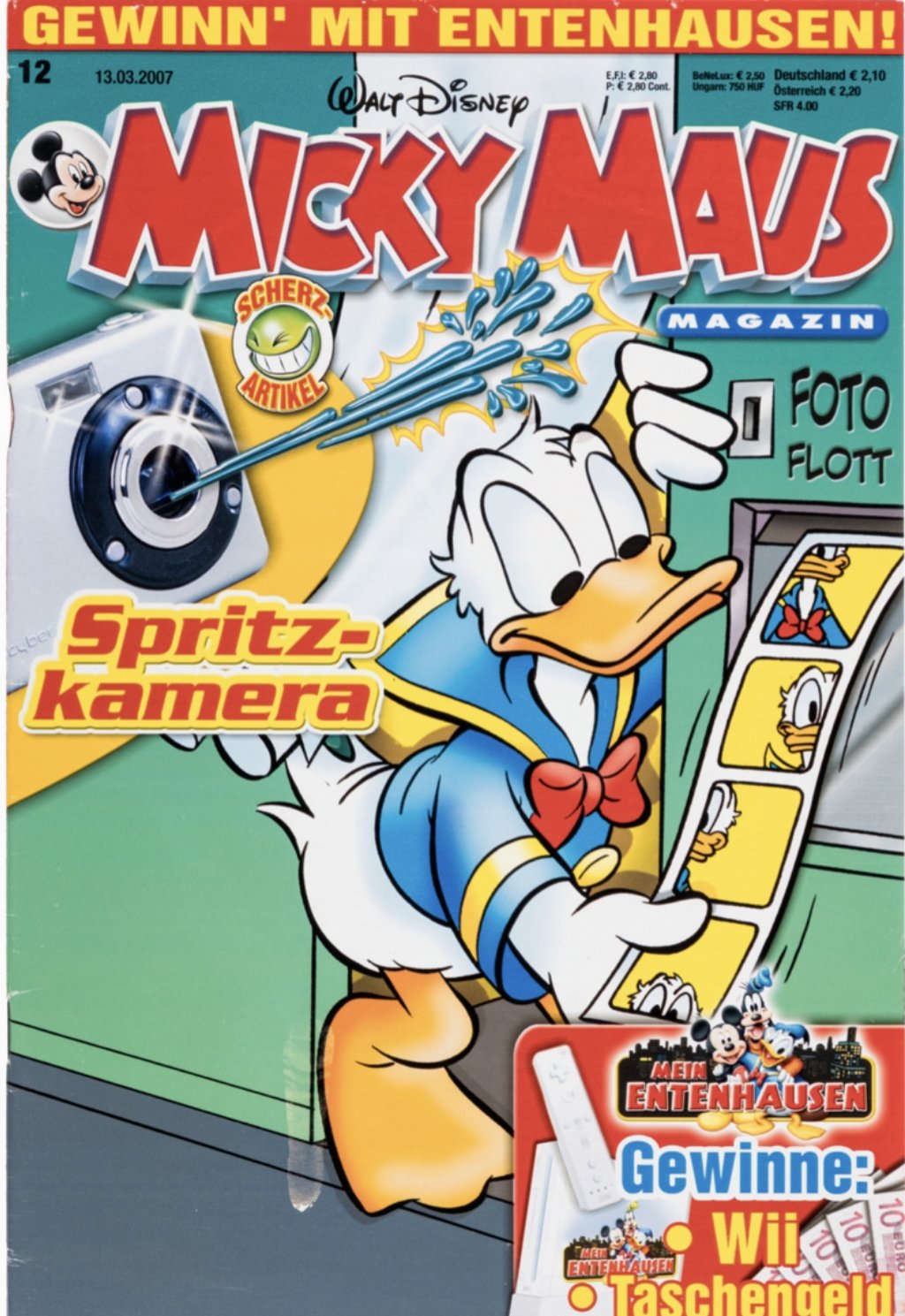 Micky Maus Magazin #21 Donald Duck Cowboy Cover Illustration with Magazine  (Walt Disney ) Artist : Ray Nicholson, in Roland Benton 's Disney ***  German Mickey Mouse magazine by Dutch cartoonist Ray