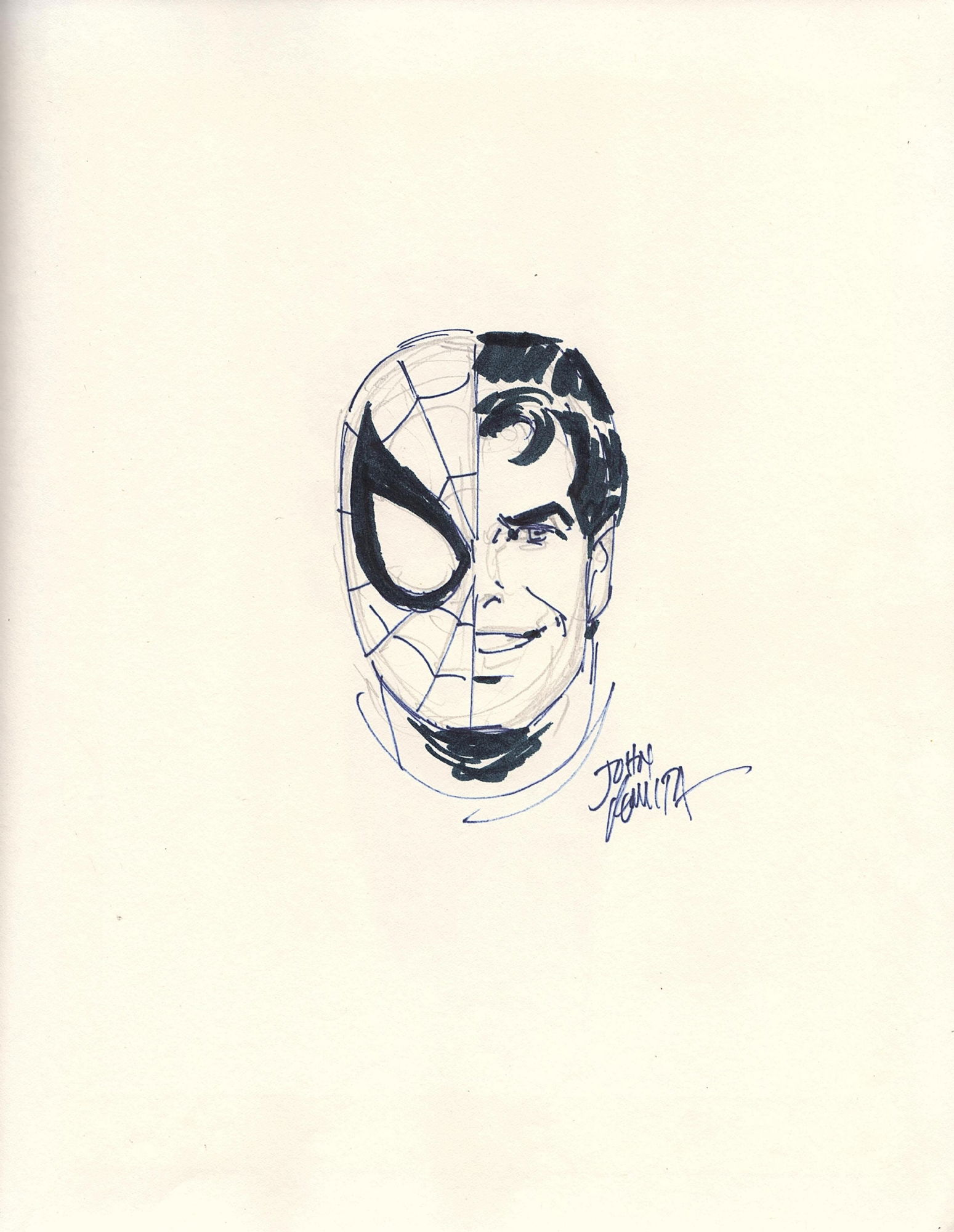 John Romita Sr. Spiderman/Peter Parker head sketch circa 198791, in