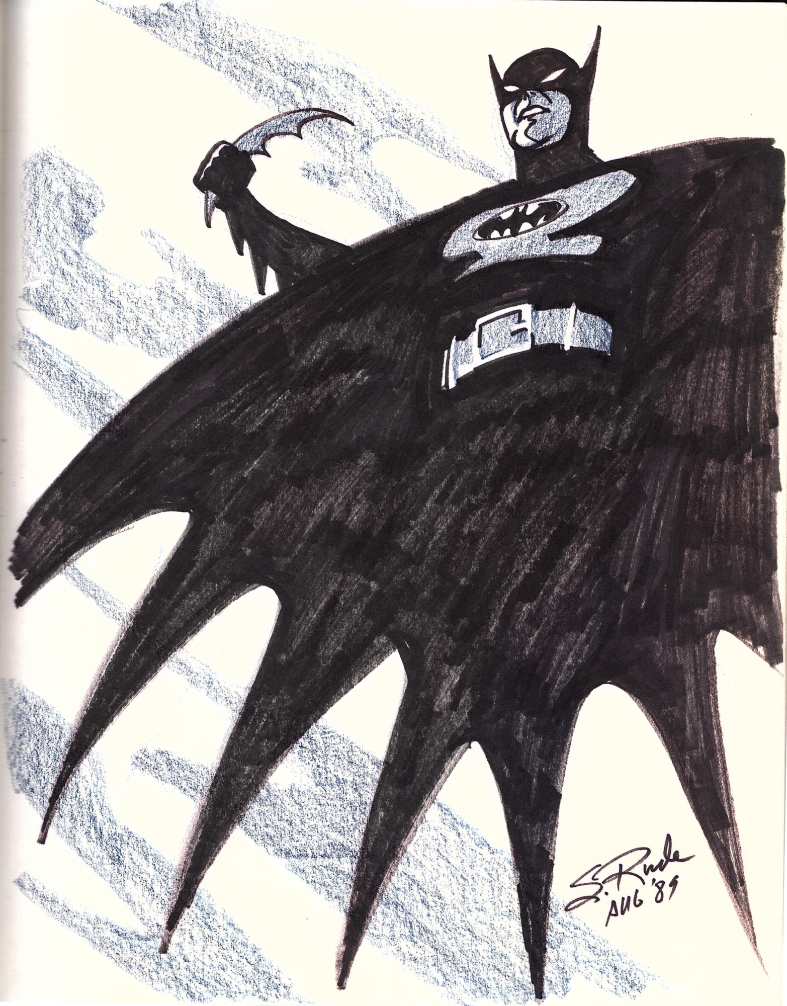 Steve Rude 1987 SDCC Batman Sketch, in John Cogan's Rude, Steve Comic Art  Gallery Room
