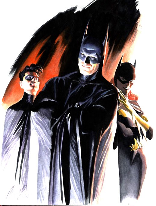 Alex Ross Batman Family, in John Cogan's 03 - Sketchbook #3 - Mainly  painted art 1993-Present Comic Art Gallery Room