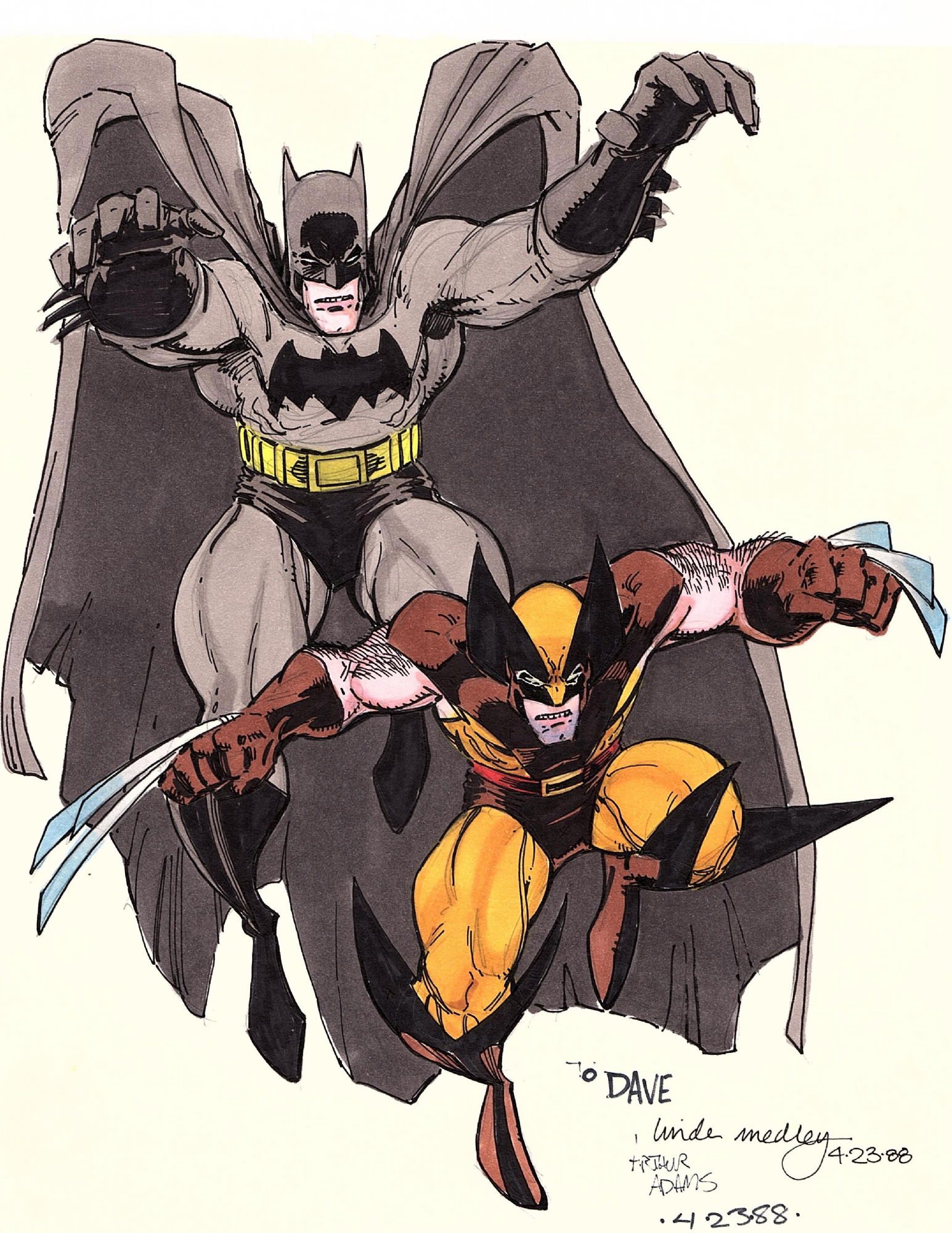 Art Adams Color Batman & Wolverine Sketch, in John Cogan's Adams, Art Comic  Art Gallery Room