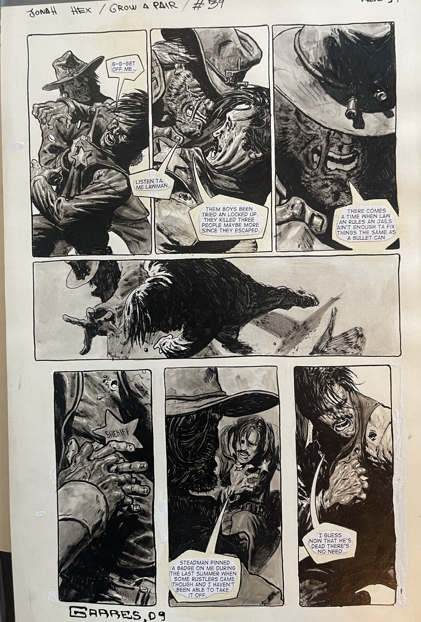 RAFFA GARRES JONAH HEX INTERIOR PAGE #39, in Jimmy Palmiotti's Showing some  of my art and listening to offers as always. Comic Art Gallery Room