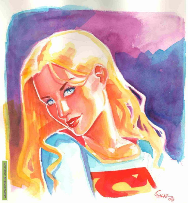 Supergirl Pin-Up watercolor Joe Pekar, in William Franklin's Joe Pekar ...