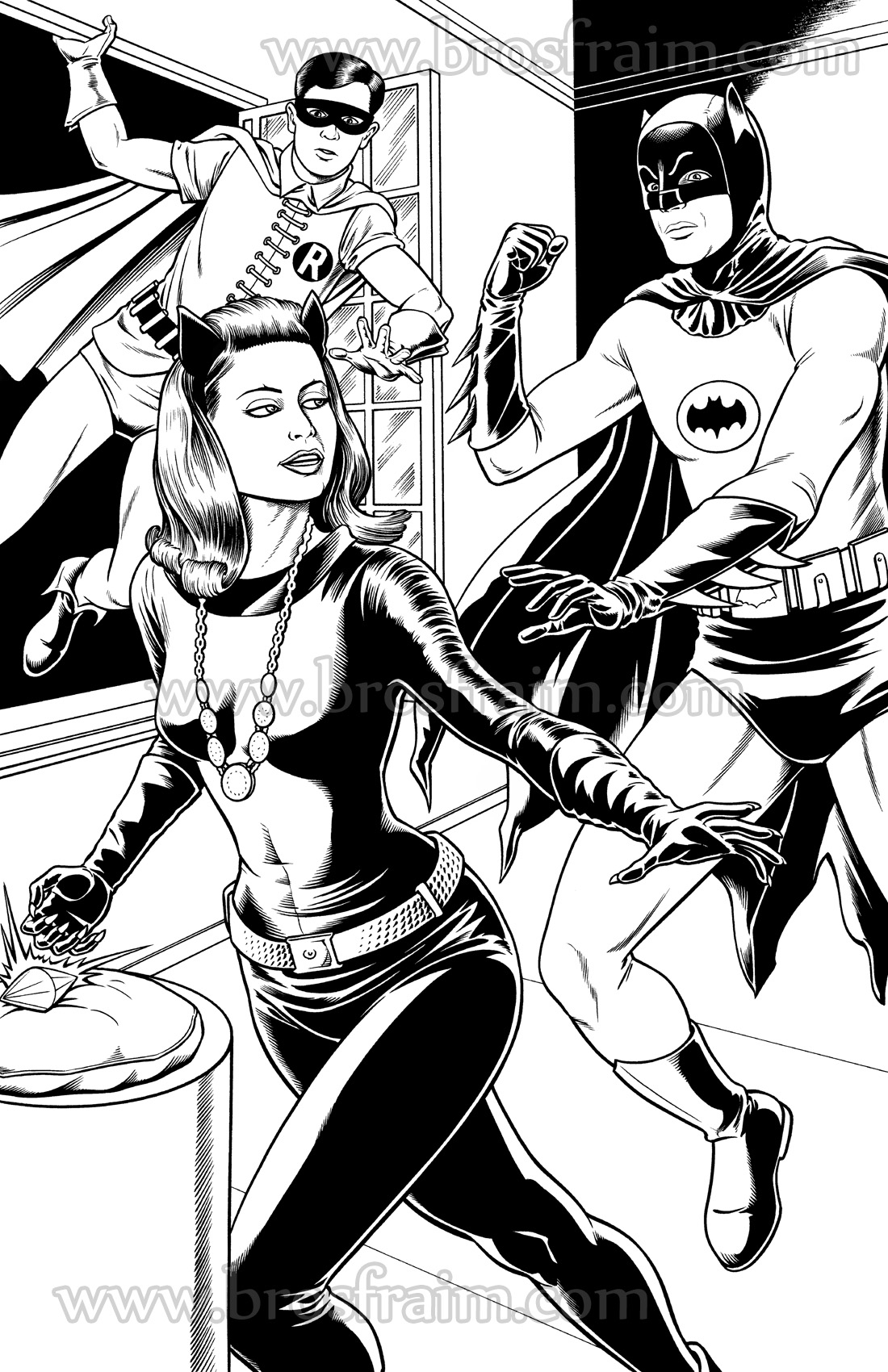BATMAN '66 with Robin & Catwoman!, in Brendon and Brian Fraim's 11x14 and  11 X 17 Art Pin-ups! Comic Art Gallery Room