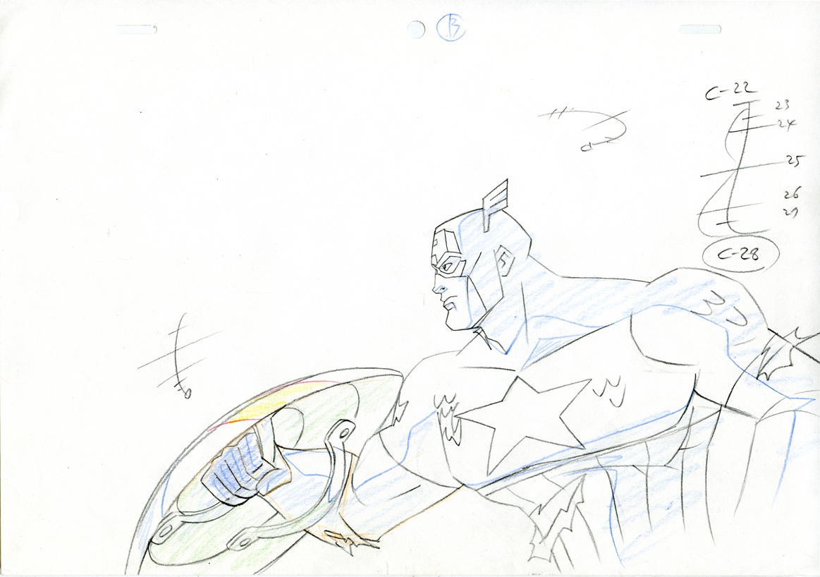 AVENGERS: EARTH'S MIGHTIEST HEROES Animation Layout Drawing- Captain  America! #6, in Brendon and Brian Fraim's Our Animation Cel Collection  Comic Art Gallery Room