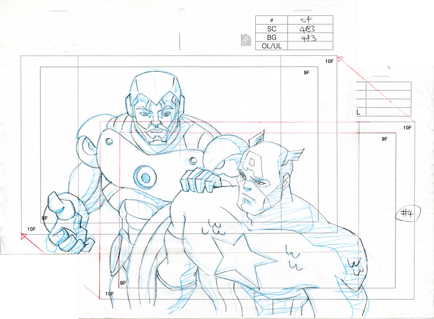 AVENGERS: EARTH'S MIGHTIEST HEROES Animation Layout Drawing- Iron Man &  Captain America! #2, in Brendon and Brian Fraim's Our Animation Cel  Collection Comic Art Gallery Room