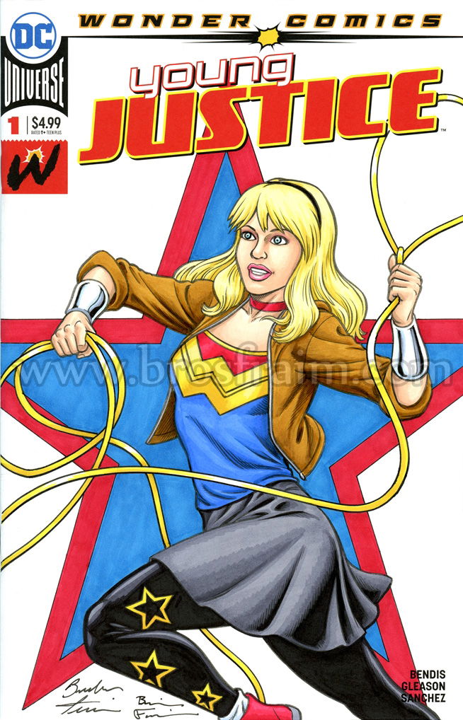 Young Justice 1 Sketch Cover Featuring Wonder Girl In Brendon And Brian Fraims Original 3011