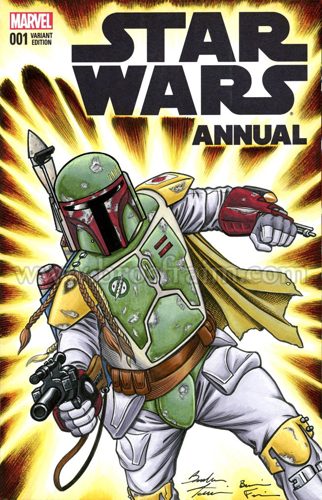 STAR WARS ANNUAL #1 Sketch Cover featuring BOBA FETT!, in Brendon and ...