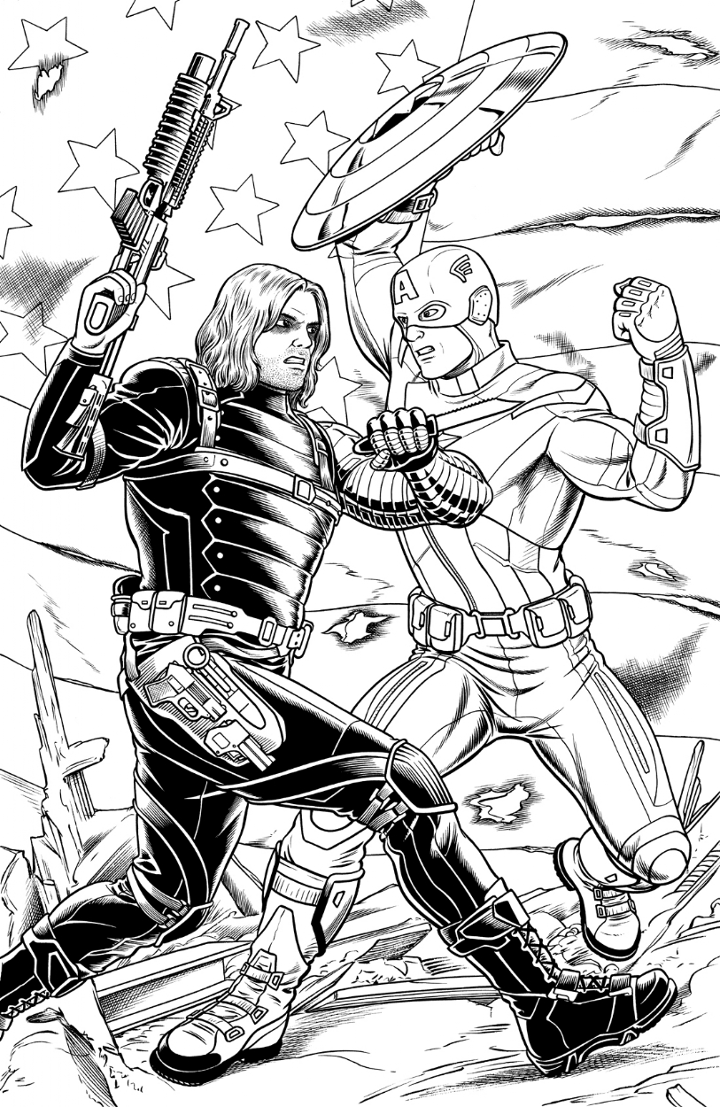 Captain America vs. Winter Soldier!, in Brendon and Brian Fraim's  Commissions - 2015 Comic Art Gallery Room