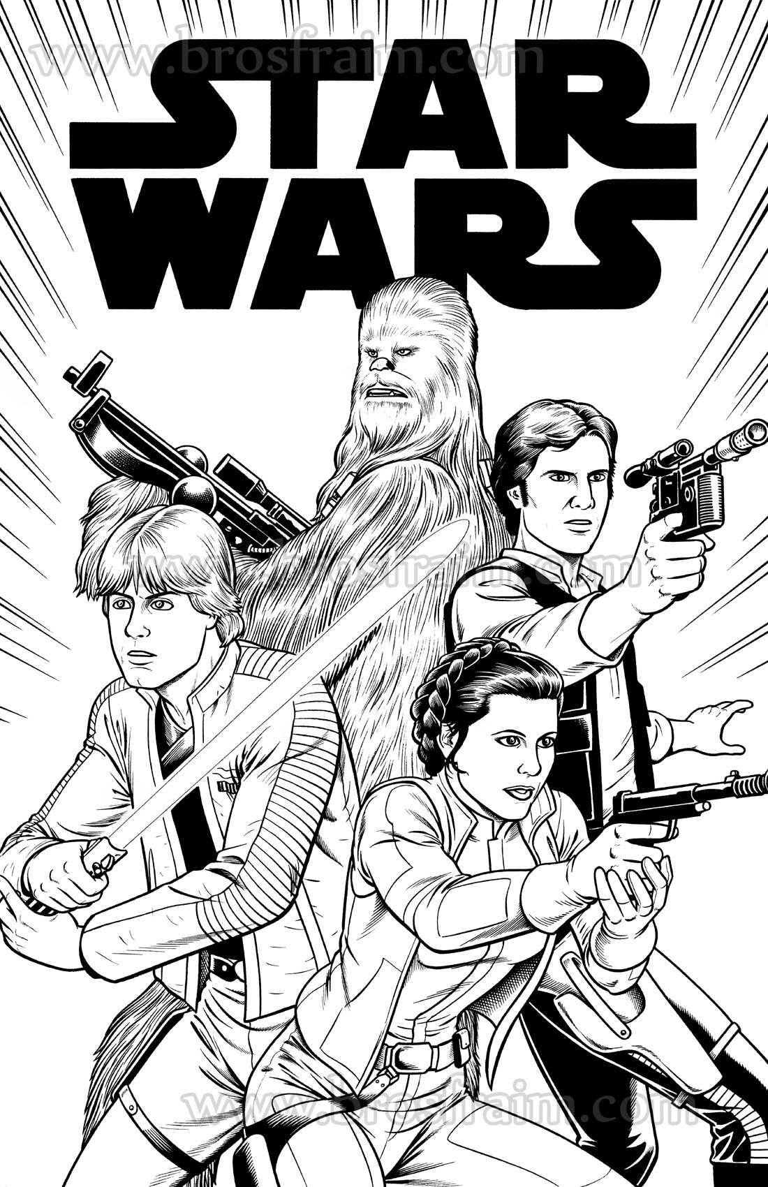 STAR WARS with Logo featuring Luke Skywalker, Princess Leia, Han Solo ...