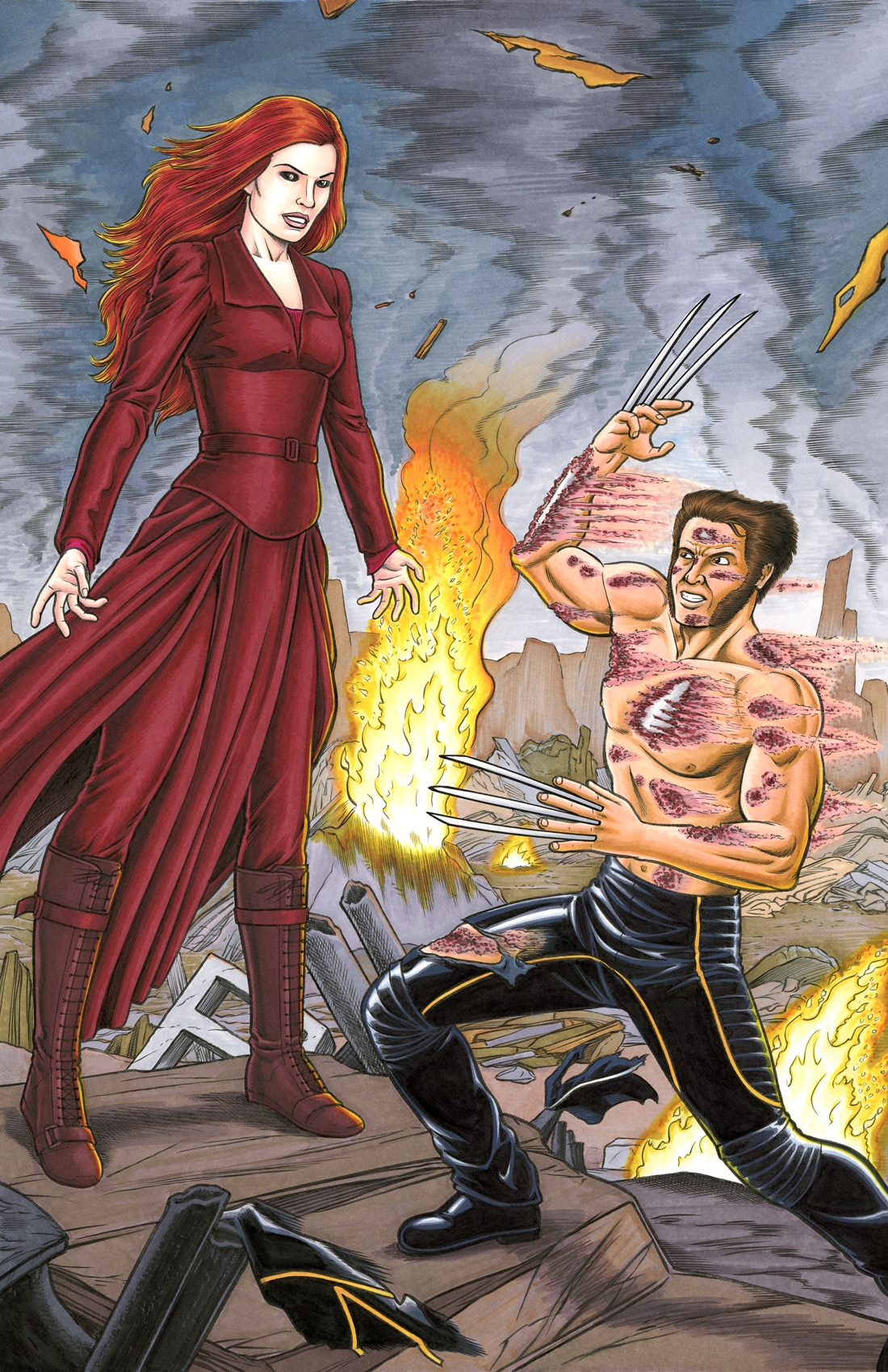 Wolverine Vs Jean Grey In Brendon And Brian Fraims Commissions 2022 Comic Art Gallery Room
