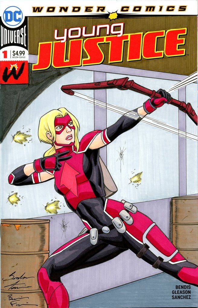 Young Justice 1 Sketch Cover Featuring Arrowette In Brendon And Brian Fraims Commissions 