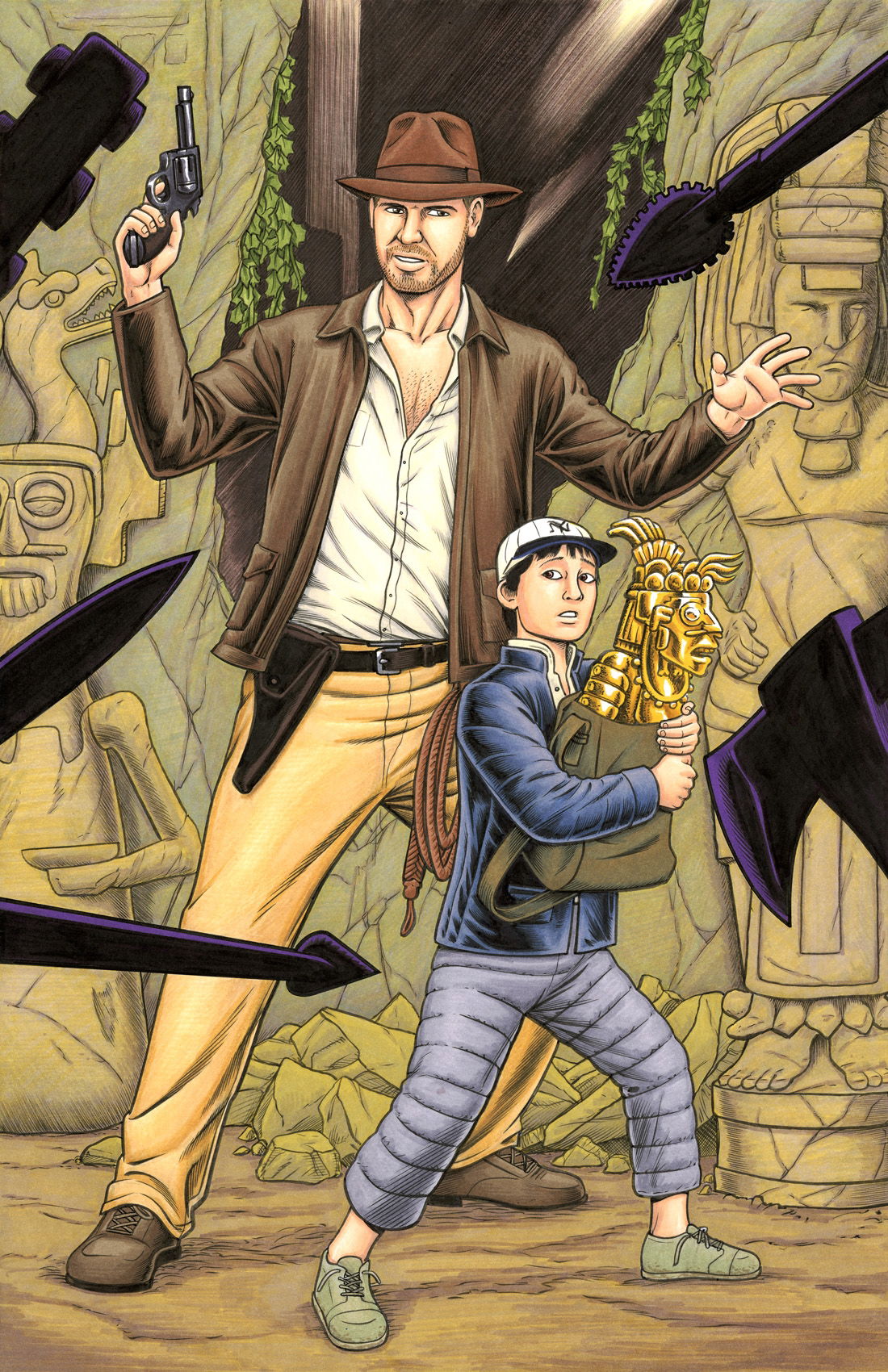Ricx INDIANA JONES & SHORT ROUND!, in Brendon and Brian Fraim's Commissions -  2023 Comic Art Gallery Room