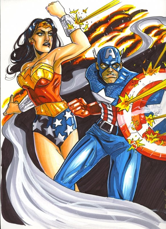 Captain America And Wonder Woman By Brian Shearer In Jon Peelman S Wonder Woman And Captain