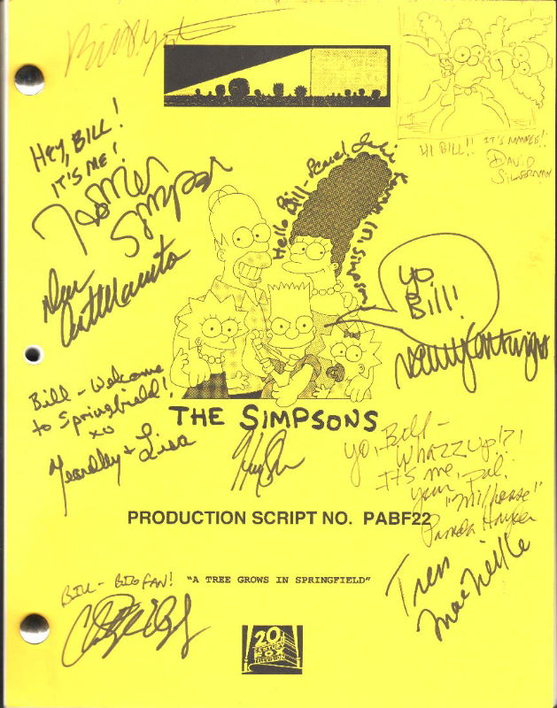 The Simpsons-Original Cast Signed Script For A Tree Grows In ...