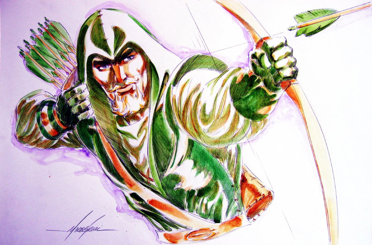 Green Arrow III, in Shemp's Mike Grell Gallery Comic Art Gallery Room