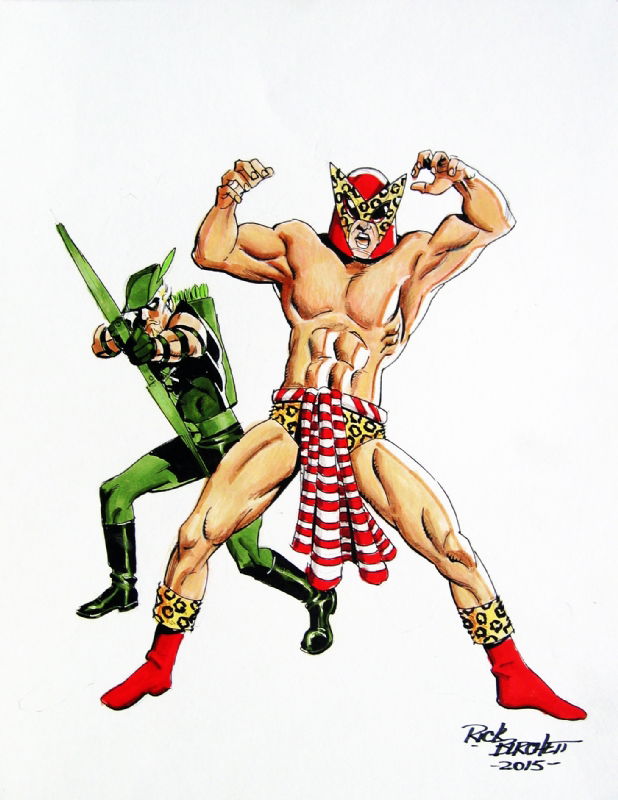 Rick Burchett - GREEN ARROW & SPEEDY, in <> Shemp's GREEN ARROW GALLERY  Comic Art Gallery Room