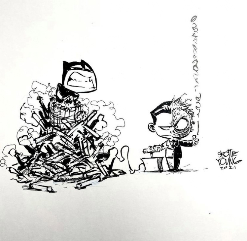 Skottie Young The Mandalorian and the Child (Baby Yoda) Sketch, in Dustin  Whitney's Skottie Young Original Art Comic Art Gallery Room