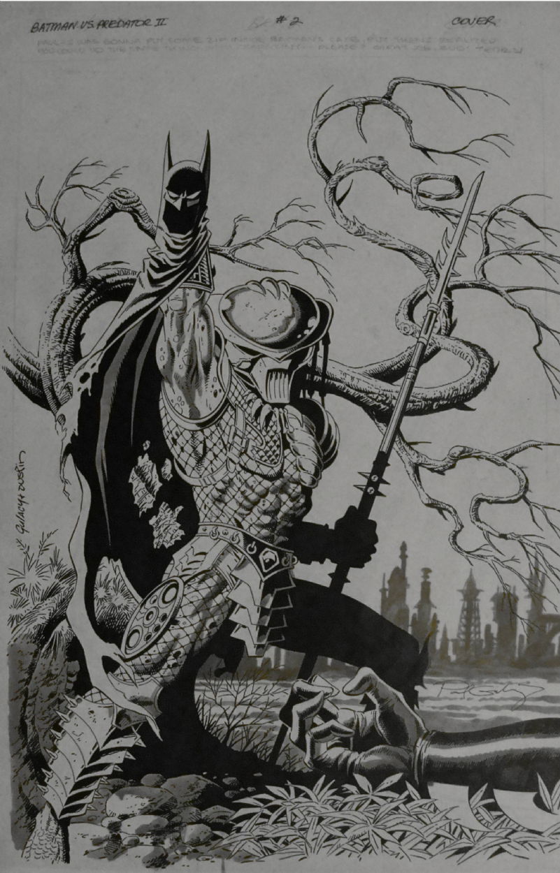 Batman vs. Predator II: Bloodmatch #2 Cover Paul Gulacy, in Troy C.  Punswick's Villain - Predator Comic Art Gallery Room