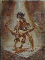 Conan Stranglehold Oil Painting - SOLD! Comic Art