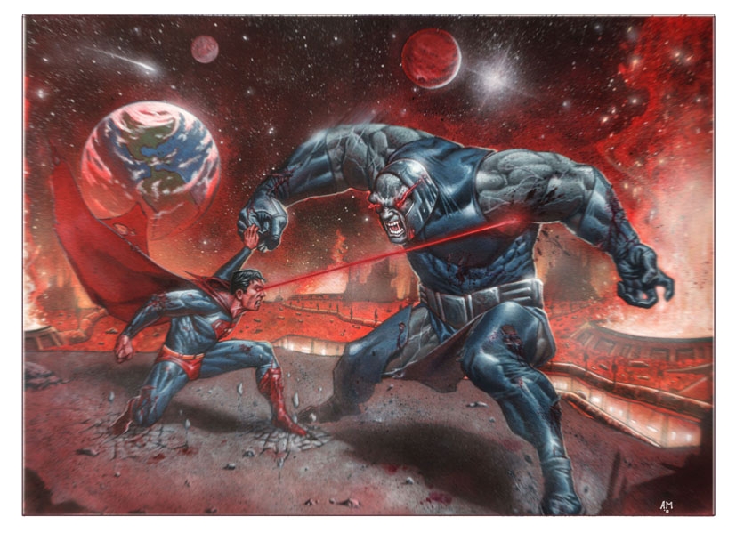 Superman vs Darkseid, in ANDREA MANGIRI's MY WORKS Comic Art Gallery Room