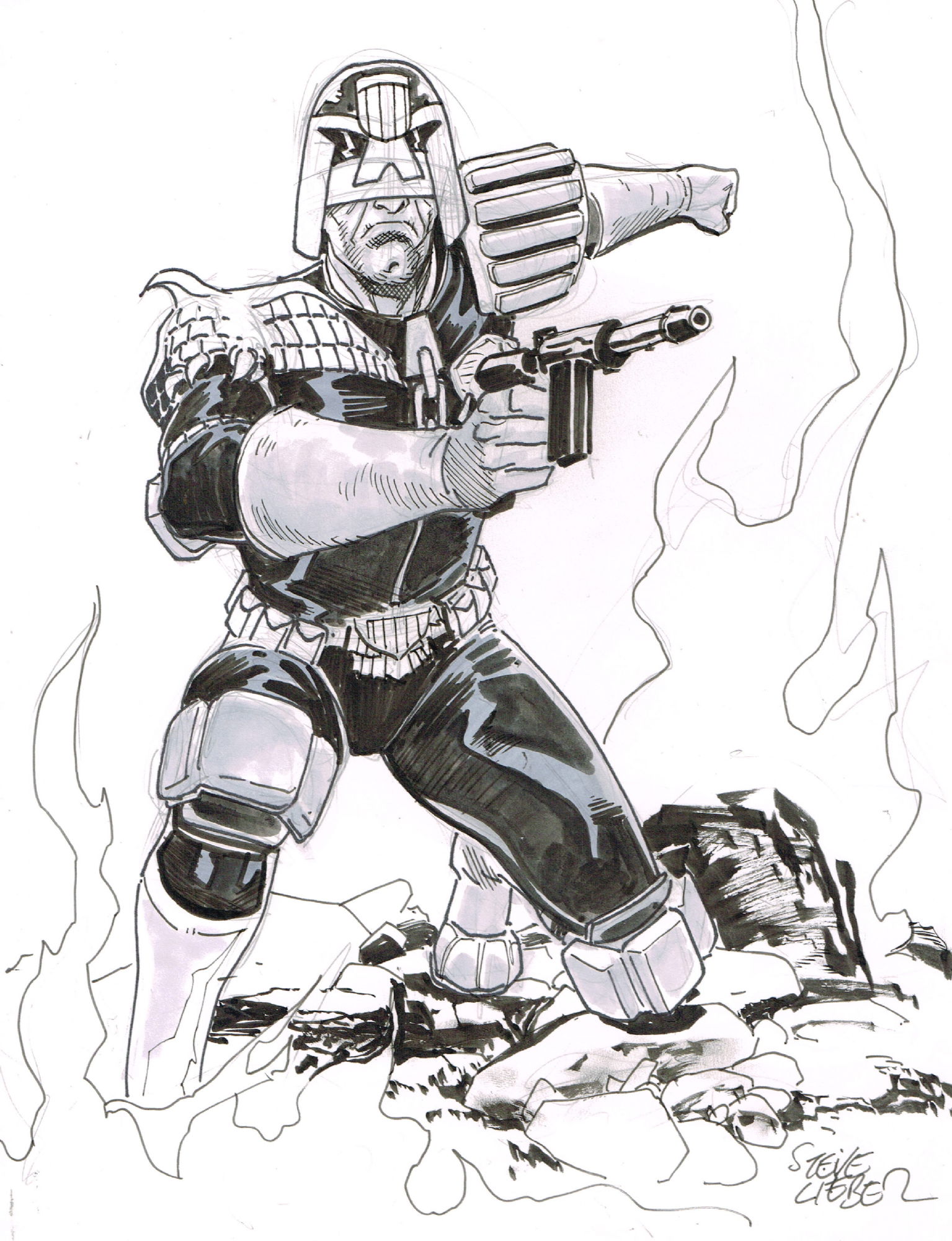 Judge Dredd, in Peter Fisico's Steve Lieber Comic Art Gallery Room