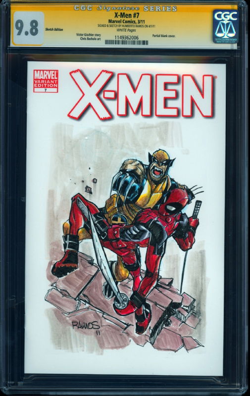 Cgc Humberto Ramos Sketh Of Wolverine And Deadpool In Fred And Jamie