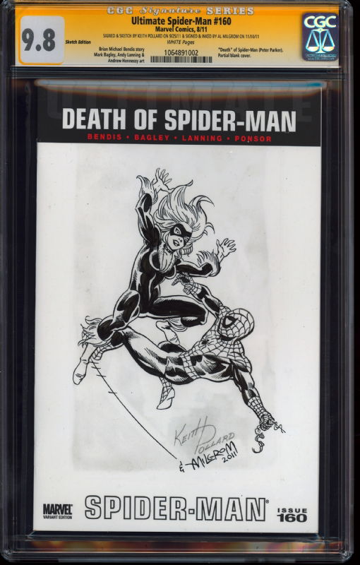 Cgc Keith Pollard Pencil Al Milgrom Ink Sketch Of Spider-man & Black 