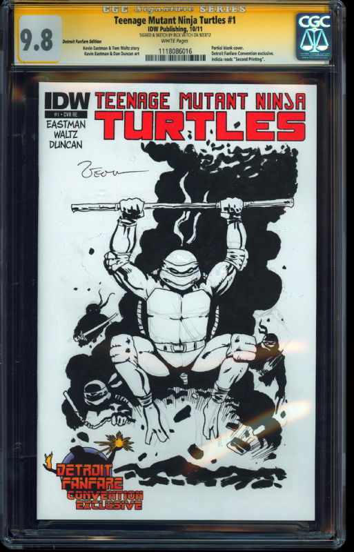 cgc RICK VEITCH sketch of TEENAGE MUTANT NINJA TURTLES , in fred and ...