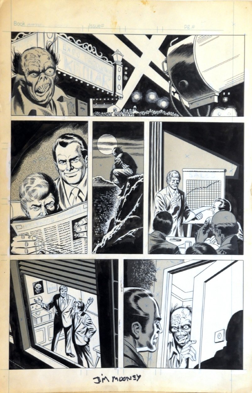 JIM MOONEY Original Art, Marvel Horror comic, 1978, Signed, Monster man ...