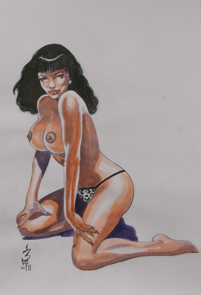 650px x 950px - NEWTON BURCHAM original art, BETTIE PAGE / BETTY, 1950's Icon , 12 x 18 ,  2011-, in High Quality Comics's 'Good Girl ' art (nude) : Original Art  Comic Art Gallery Room