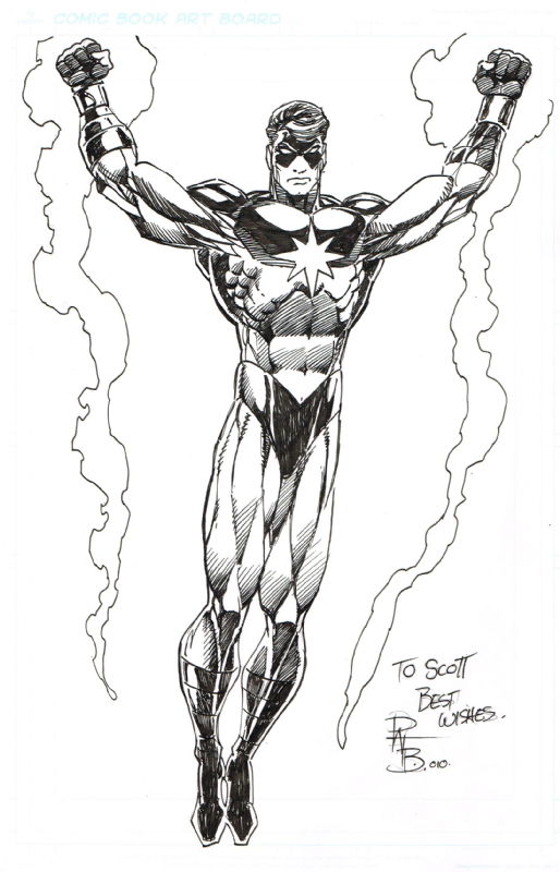 Pat Broderick Captain Marvel, in Scott Hoverman's Commissions Comic Art ...