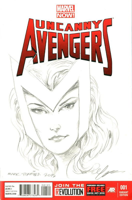 AVENGERS SCARLET WITCH PENCIL SKETCH SIGNED MARK TEXEIRA, in Inkwell ...