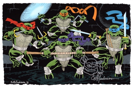 TMNT COLOR PRINT SIGNED & REMARQUED BILL ANDERSON, Comic Art